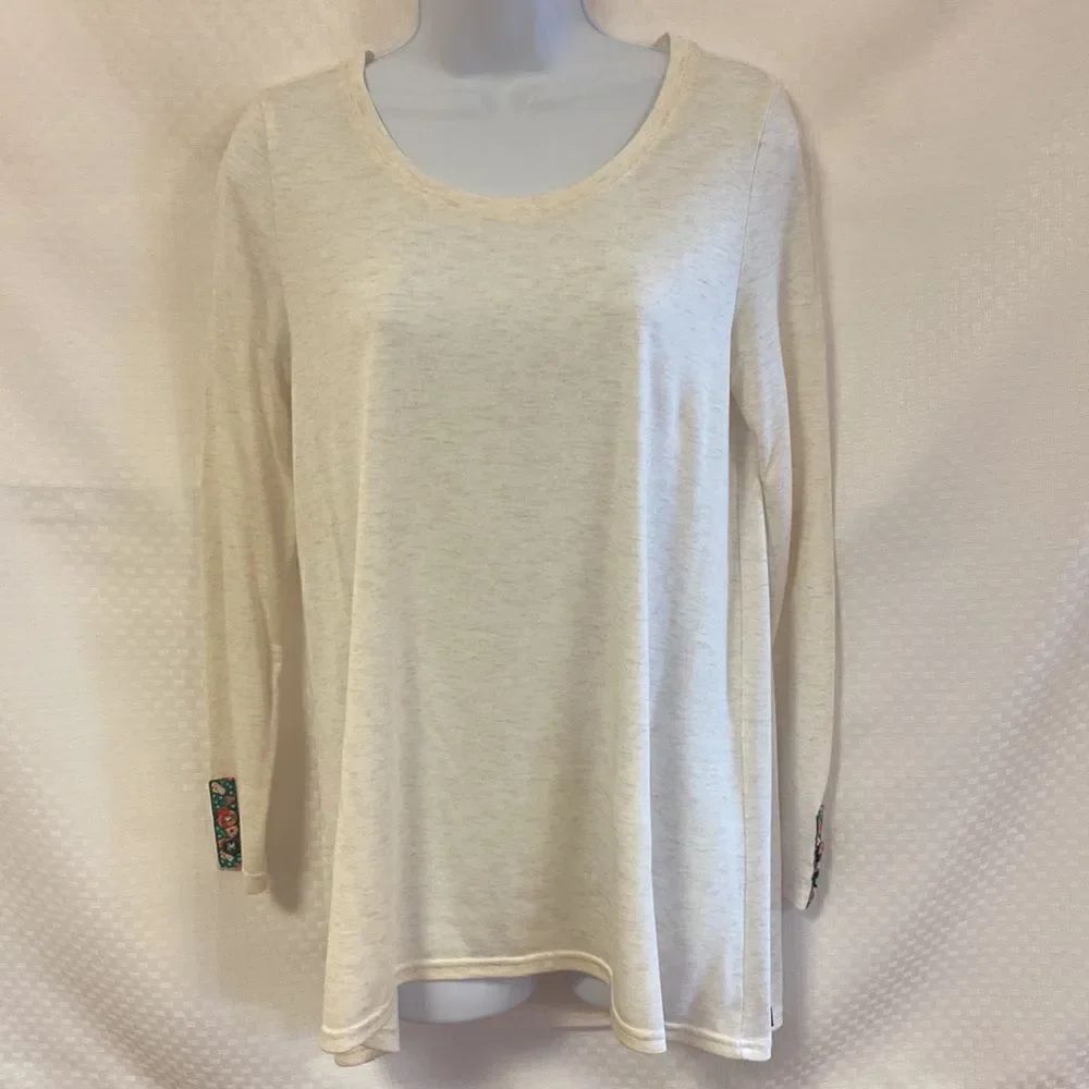 Matilda Jane S Soft Modal Blend Top Ivory Tan Floral Embelish Shirt